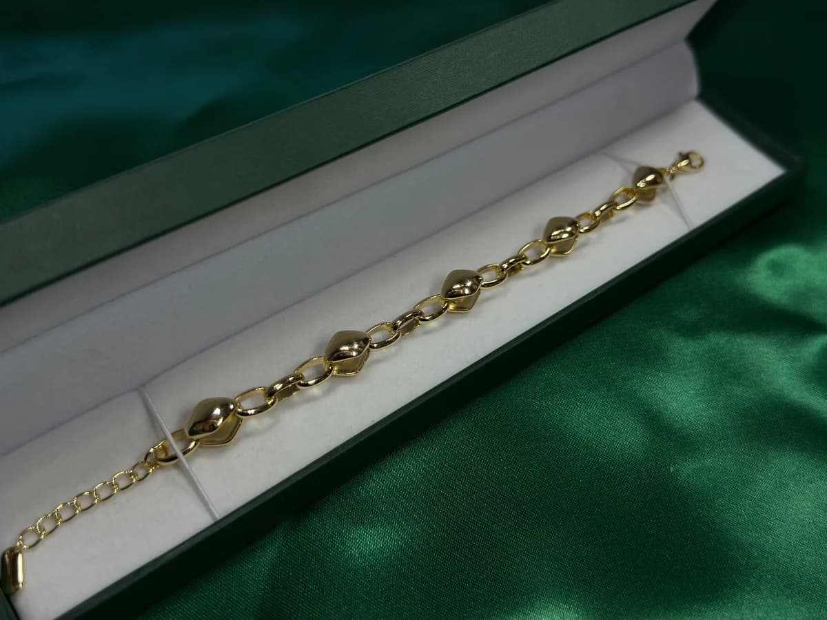 Pulsera Cadena Cartujillo y Eslabones Dorados Chapa de Oro 18k
