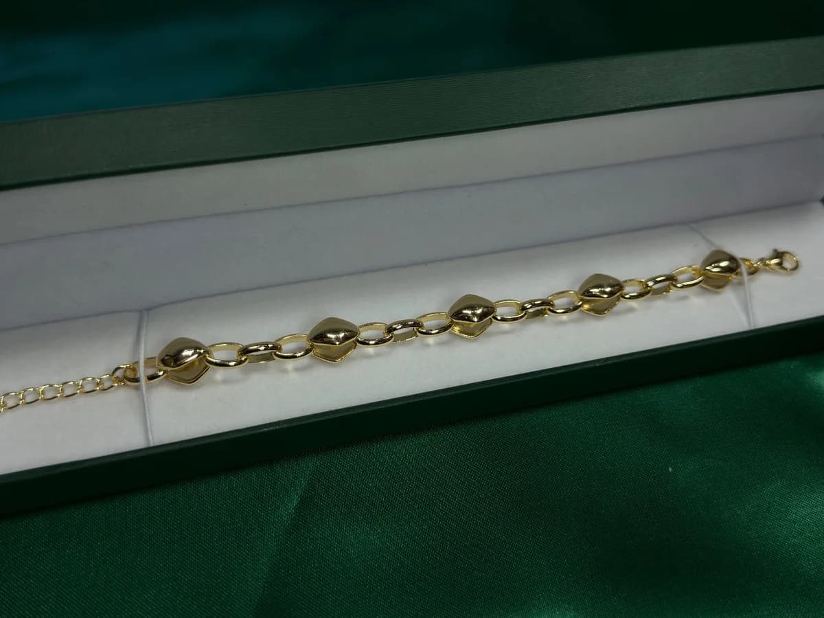 Pulsera Cadena Cartujillo y Eslabones Dorados Chapa de Oro 18k — vista 3