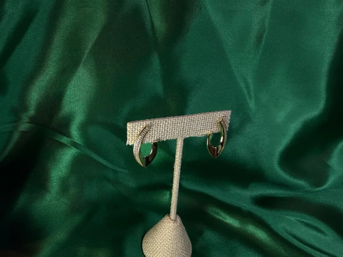 Aretes Semicírculo Clásicos en Chapa de Oro 18k Brillante — vista 5