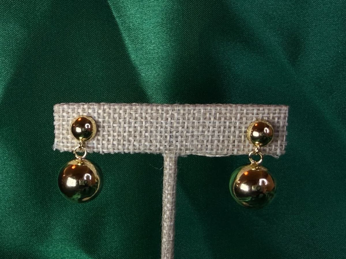 Aretes Largos Esfera Brillante en Chapa de Oro 18k — vista 5