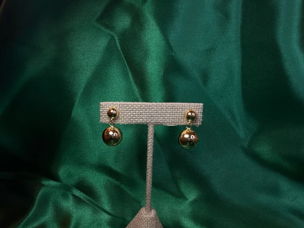 Aretes Largos Esfera Brillante en Chapa de Oro 18k — vista 6