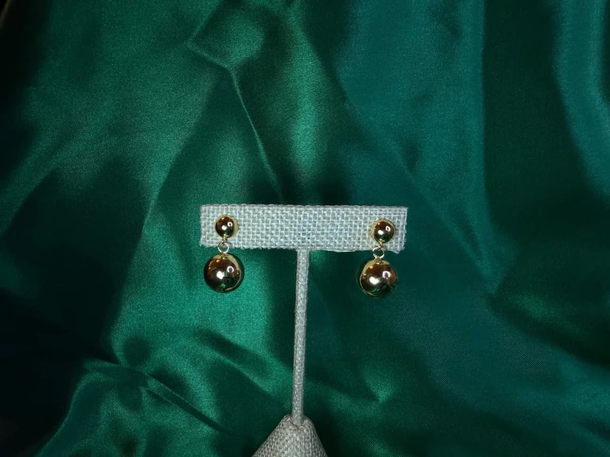 Aretes Largos Esfera Brillante en Chapa de Oro 18k — vista 7