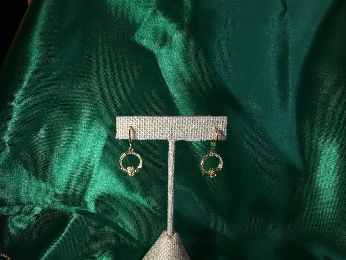 Aretes Largos con Gota Óvalo de Chapa de Oro 18k — vista 4