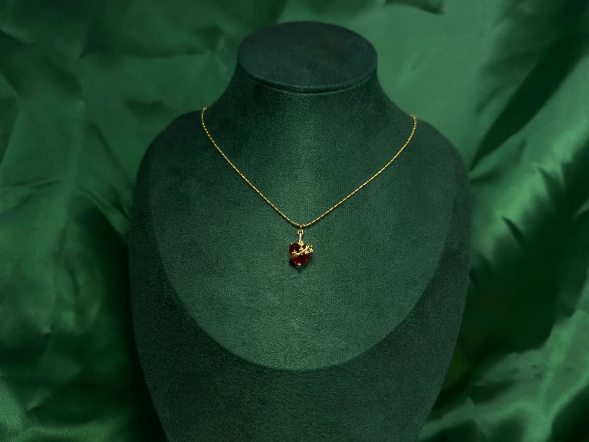 Collar Corazon Floreado en Chapa de Oro 18k