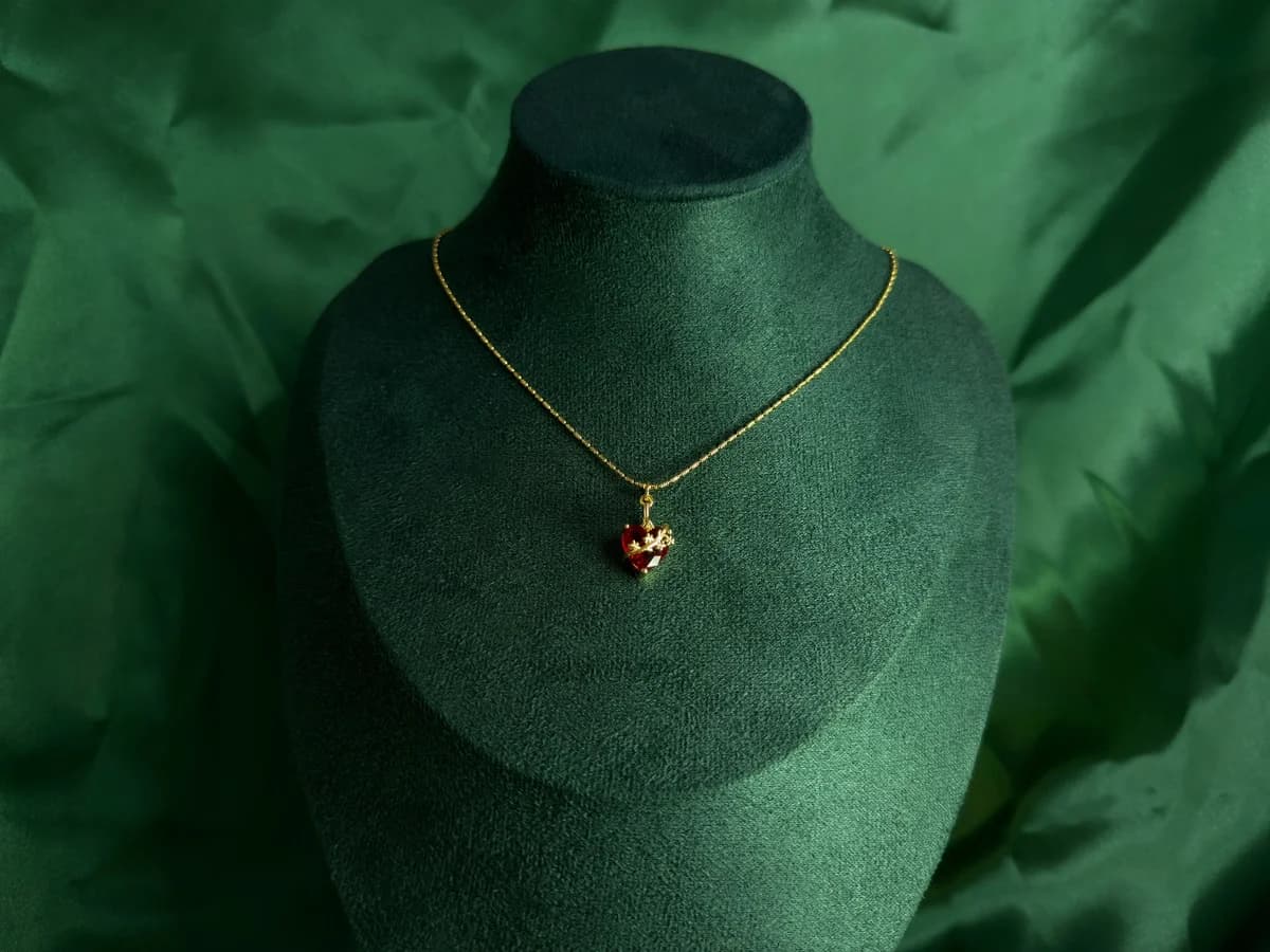 Collar Corazon Floreado en Chapa de Oro 18k — vista 4