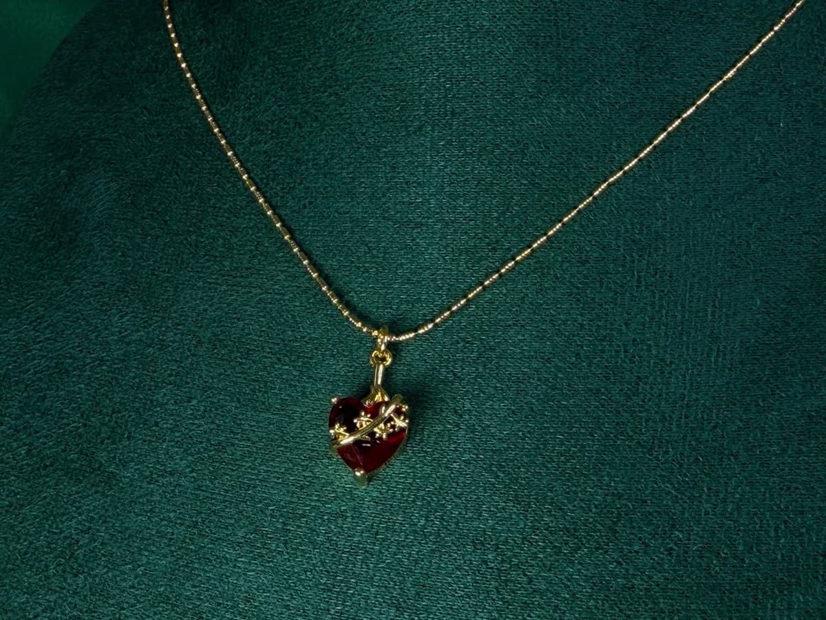 Collar Corazon Floreado en Chapa de Oro 18k — vista 5