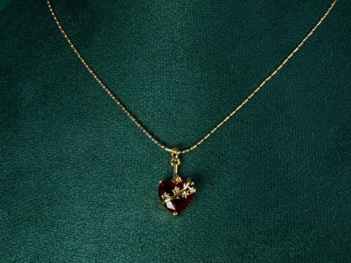 Collar Corazon Floreado en Chapa de Oro 18k — vista 6