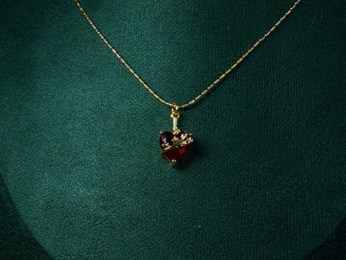 Collar Corazon Floreado en Chapa de Oro 18k — vista 7