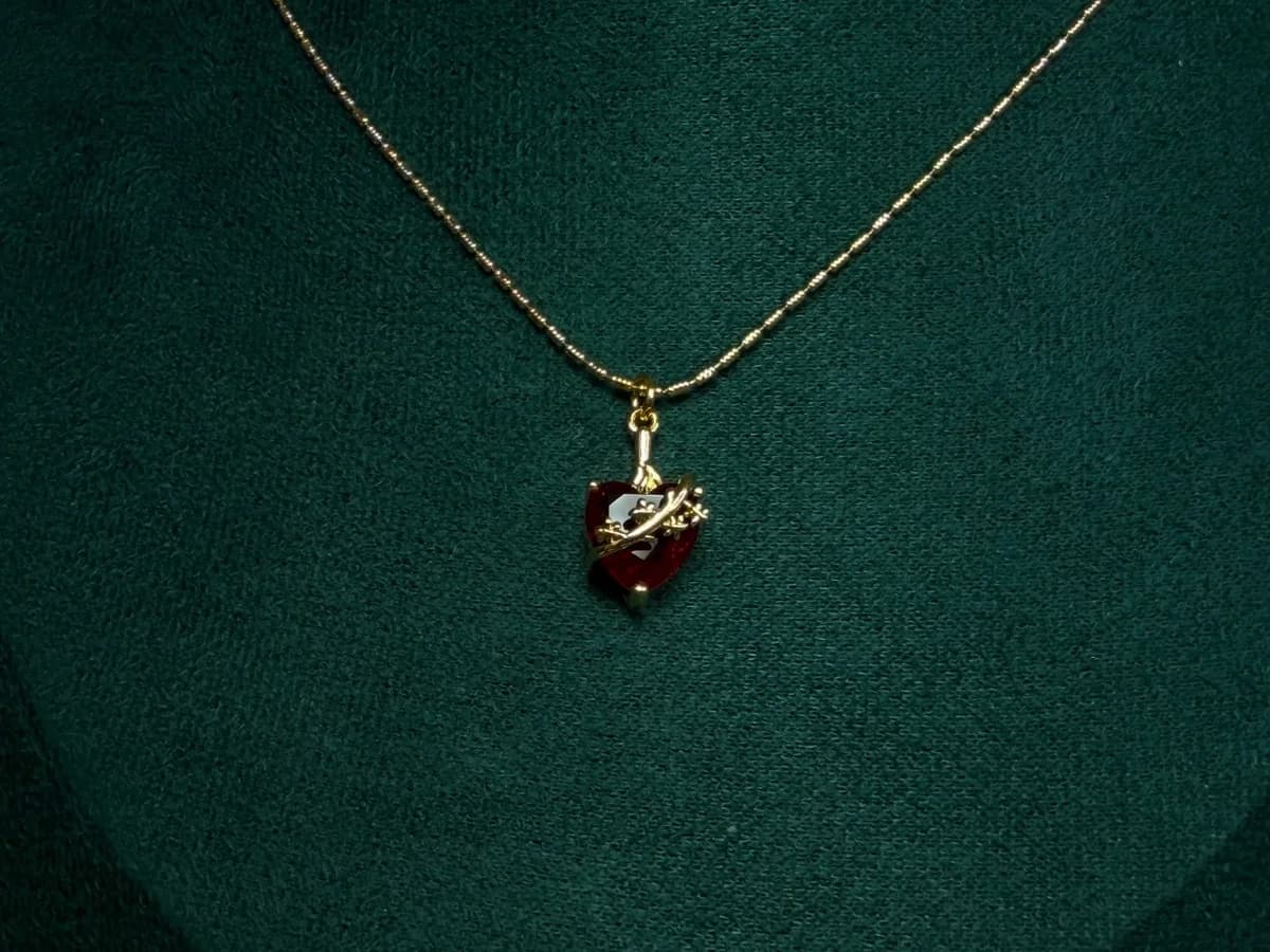 Collar Corazon Floreado en Chapa de Oro 18k — vista 8