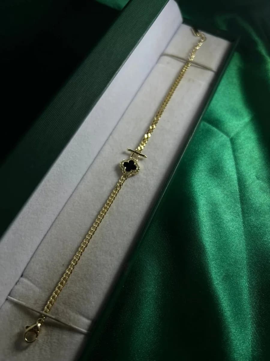 Pulsera Trébol en Chapa de Oro 18k