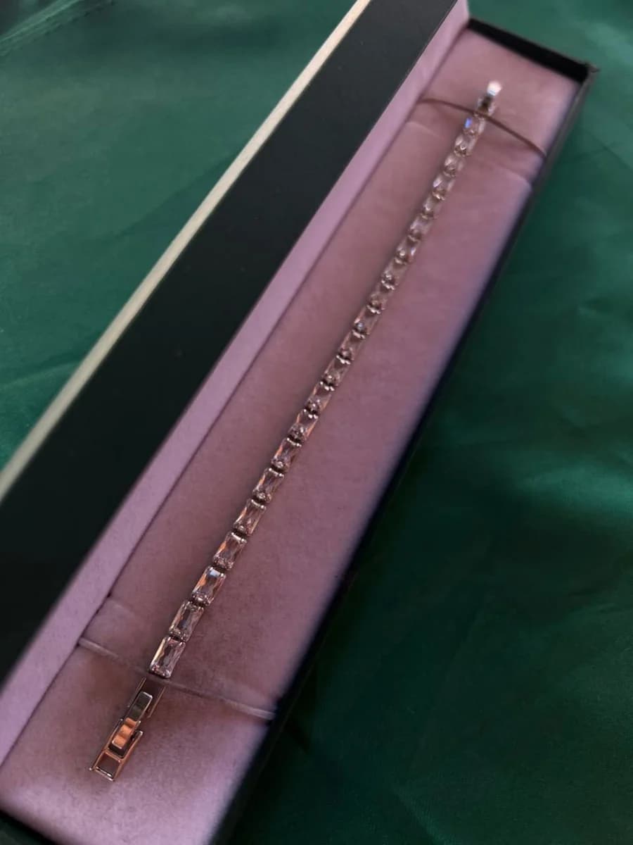 Pulsera Zirconias Rectangulares Corte Esmeralda en Chapa de Oro 18k