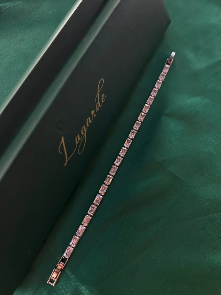 Pulsera Zirconias Rectangulares Corte Esmeralda en Chapa de Oro 18k — vista 2
