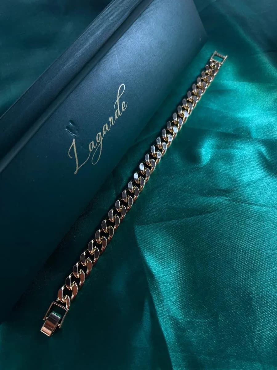 Pulsera Eslabón Cubano Grueso en Chapa de Oro 18k — vista 2