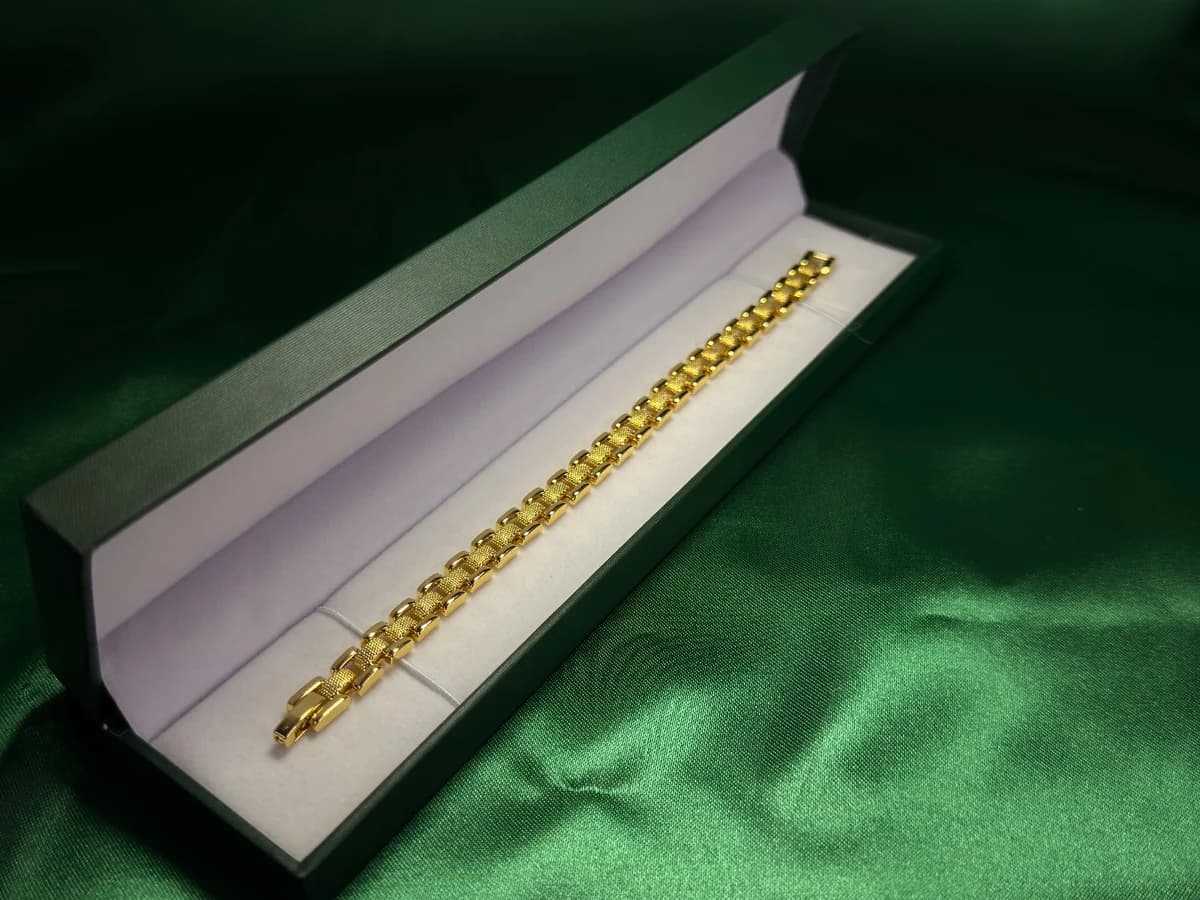 Pulsera Eslabones Geométricos en Chapa de Oro 18k