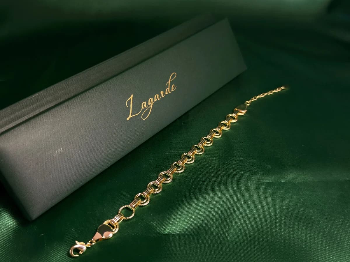 Pulsera Eslabones Redondos Texturizados en Chapa de Oro 18k — vista 2