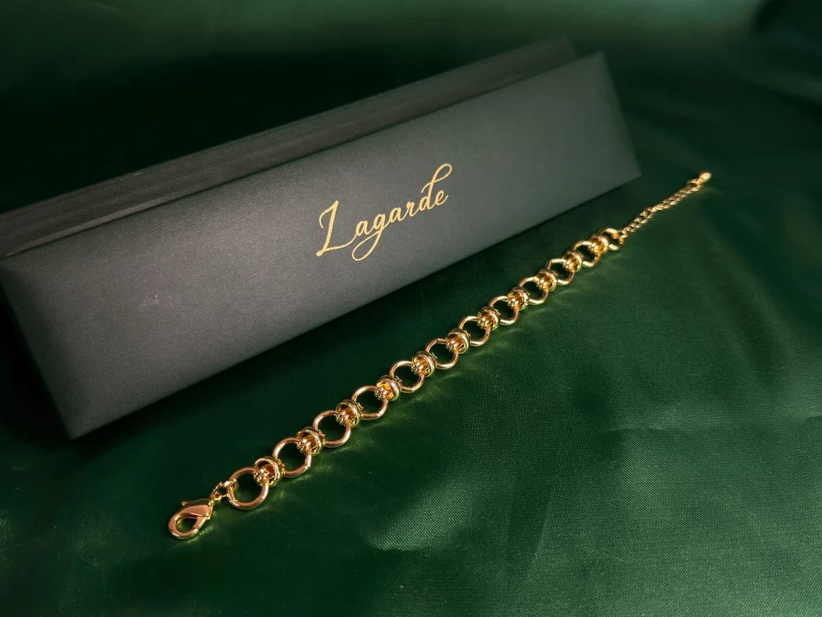 Pulsera Eslabones Redondos Interconectados en Chapa de Oro 18k — vista 2