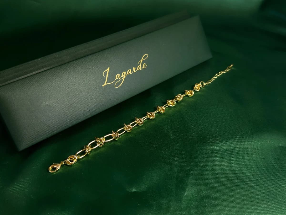 Pulsera Eslabones con Nudos de Amor en Chapa de Oro 18k — vista 2