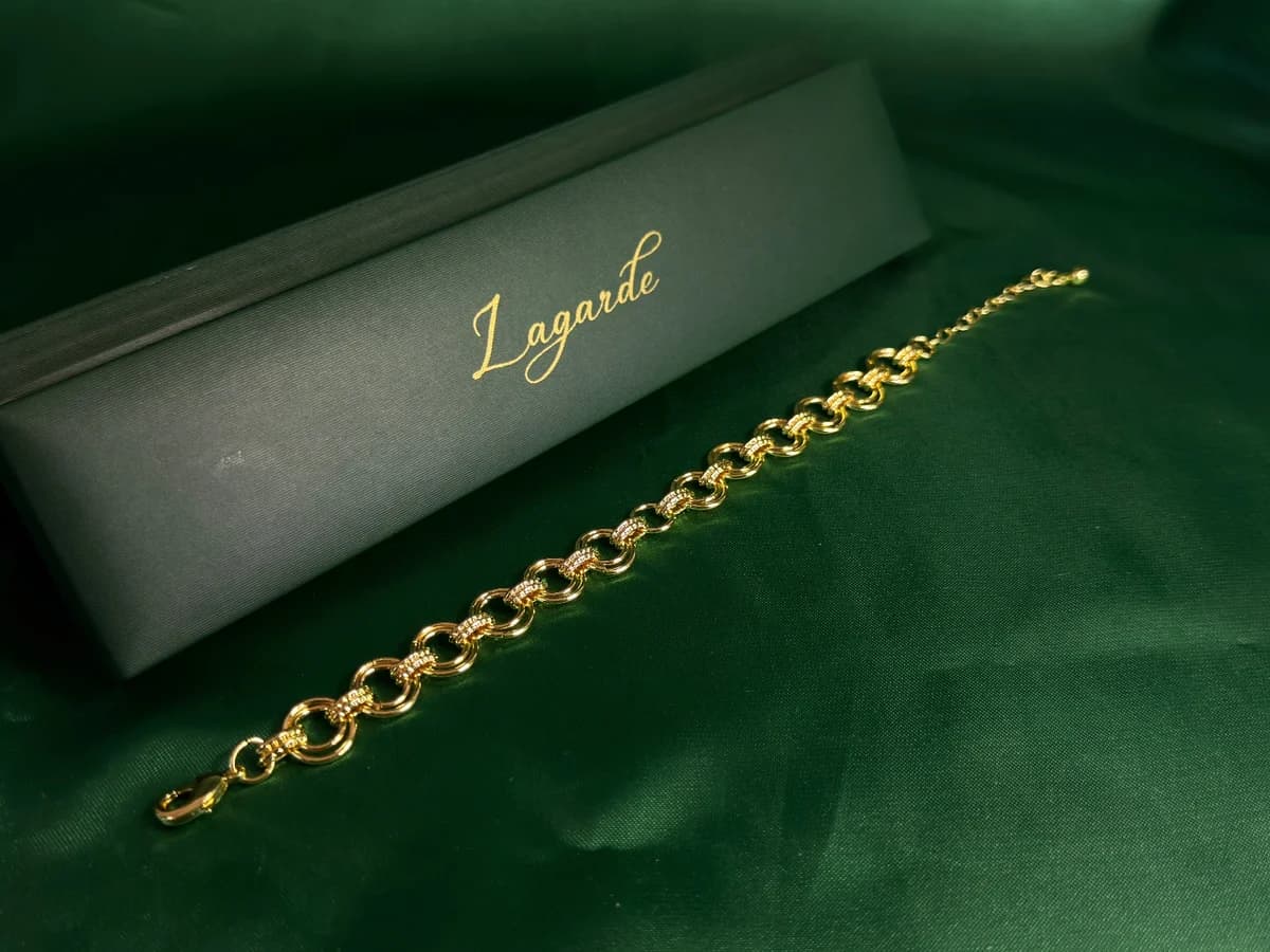 Pulsera Eslabones Redondos Texturizados en Chapa de Oro 18k — vista 3