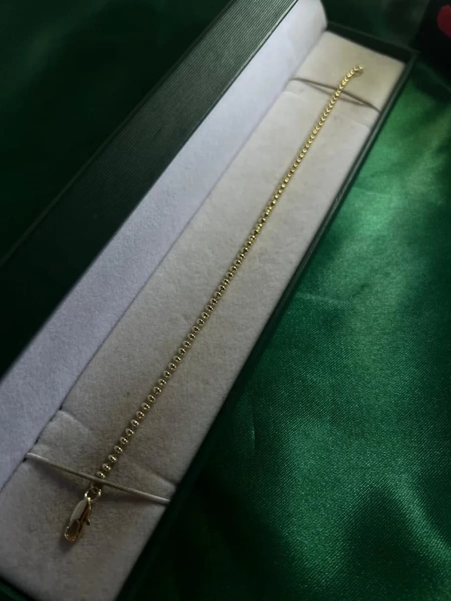 Pulsera de Cadena con Mini Esferas en Chapa de Oro 18k