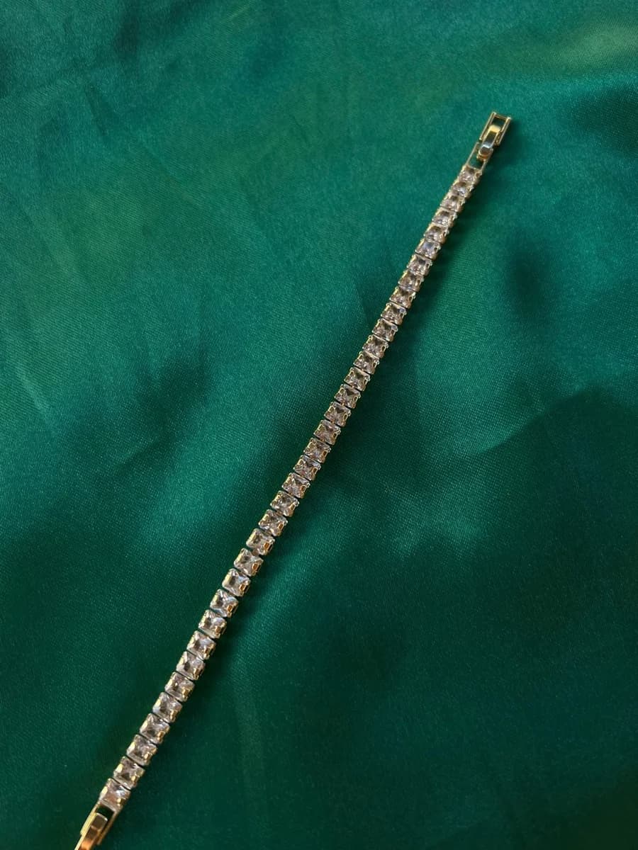 Pulsera Estilo Tennis de Piedra en Chapa de Oro 18k — vista 3