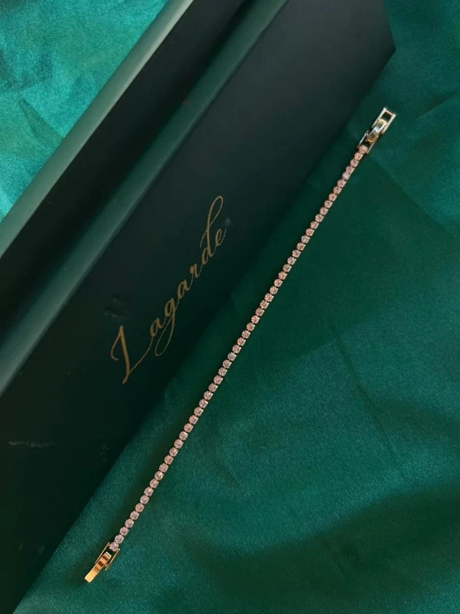 Pulsera Estilo Tennis de Piedra en Chapa de Oro 18k — vista 2