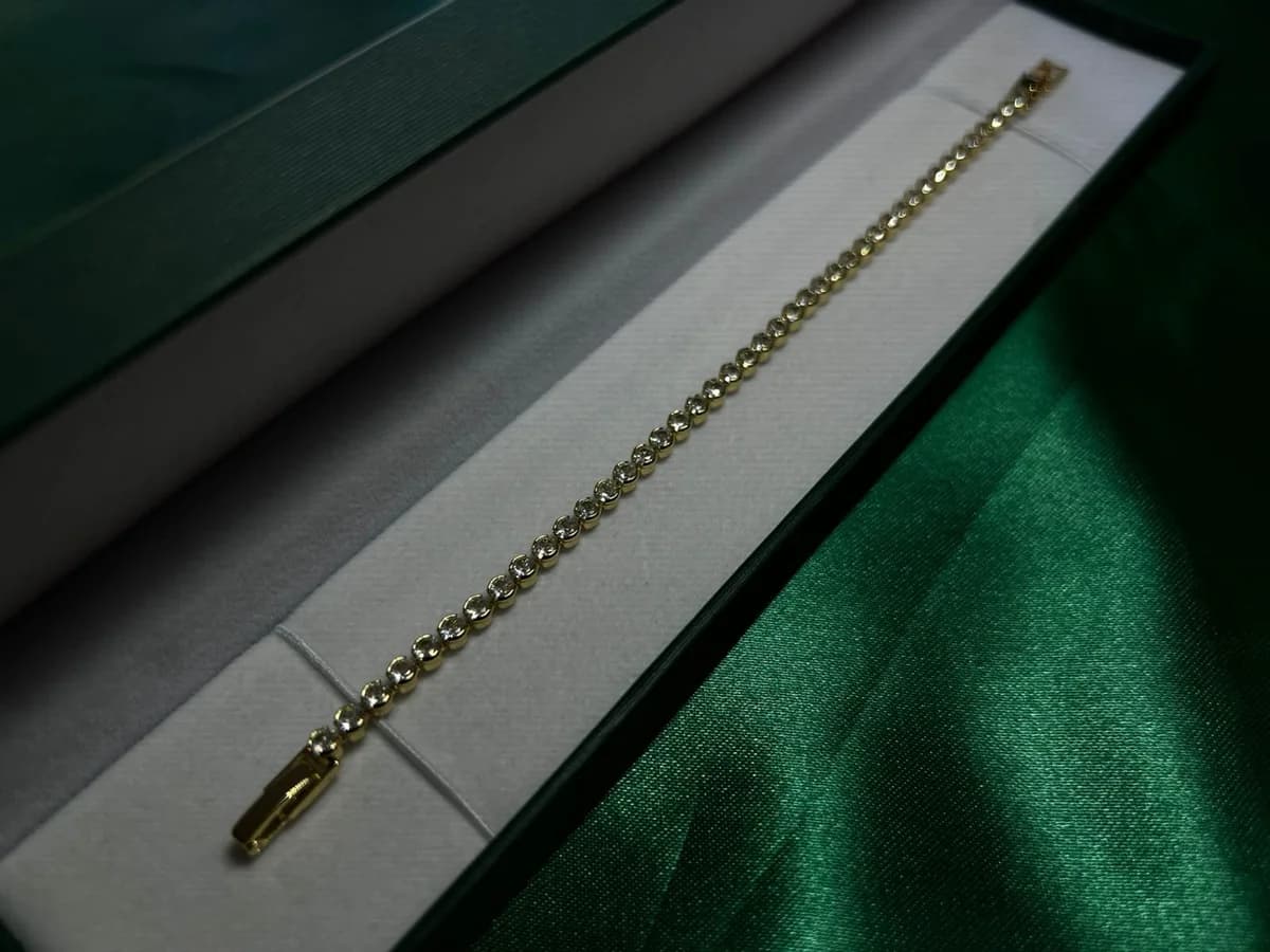 Pulsera Estilo Tennis de Piedra en Chapa de Oro 18k — vista 5