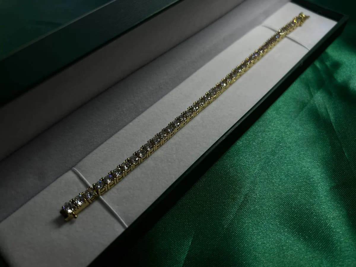 Pulsera Estilo Tennis de Piedra en Chapa de Oro 18k — vista 3